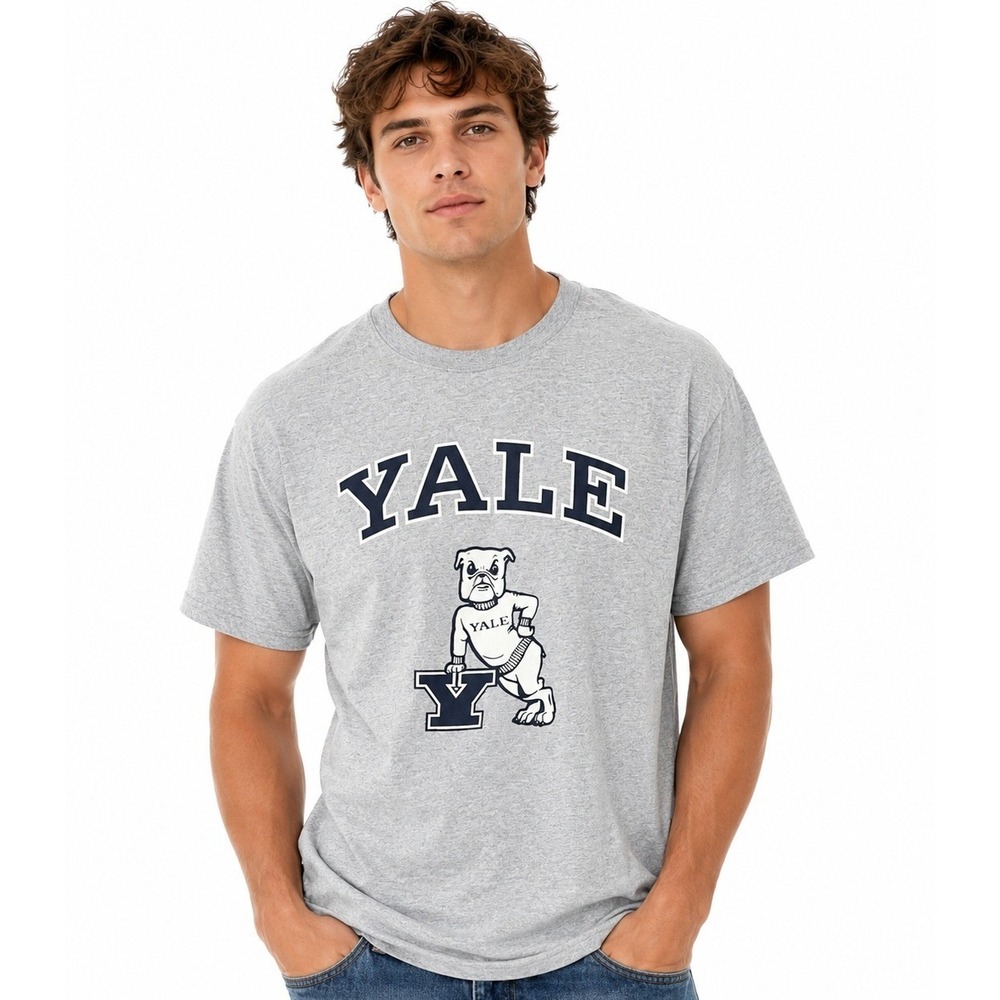 Yale University‎ Bulldogs Handsome Dan T-Shirt Large Heather Gray Gildan Tee